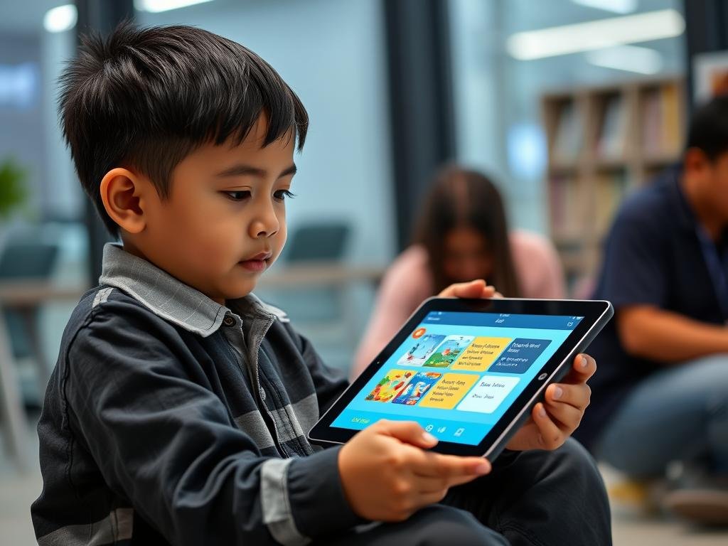 Siswa berinteraksi dengan modul pembelajaran interaktif